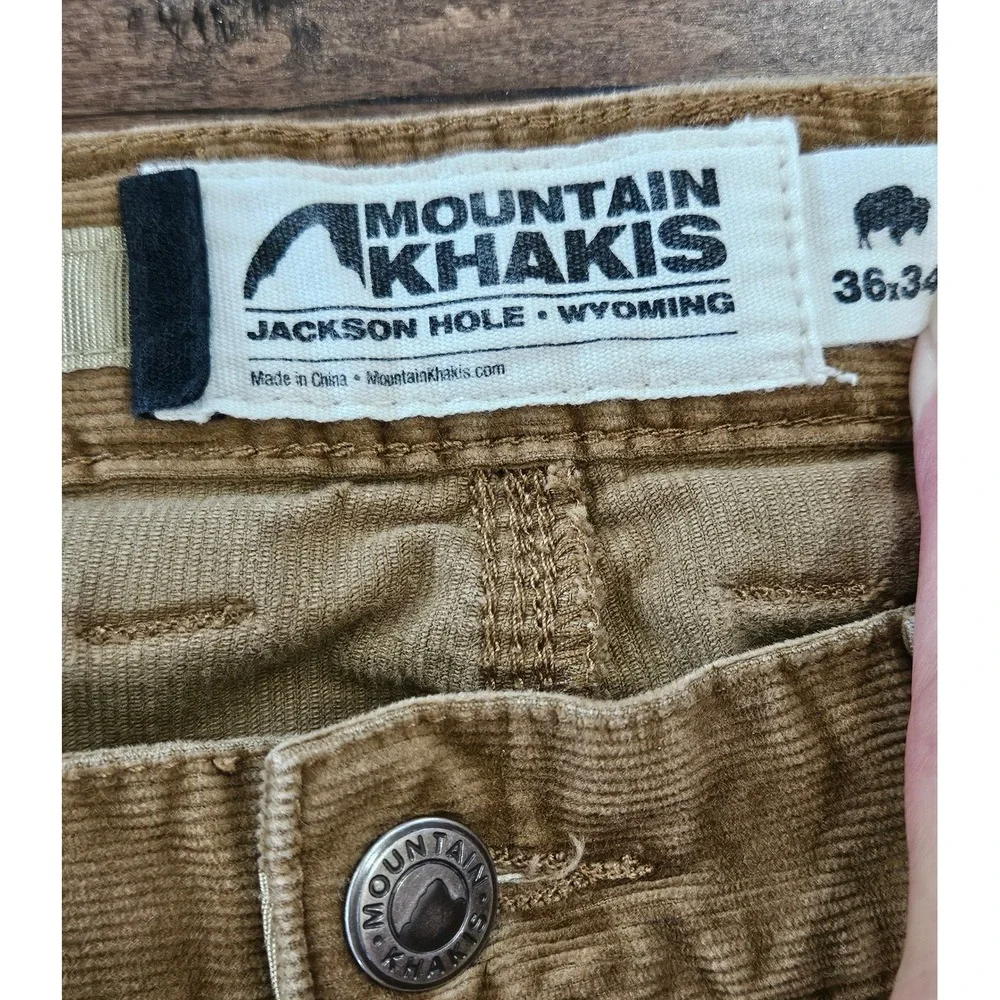 Mountain Khakis Mens Corduroy Pants Tan Khaki Jackson Hole 36x34 Straight Leg